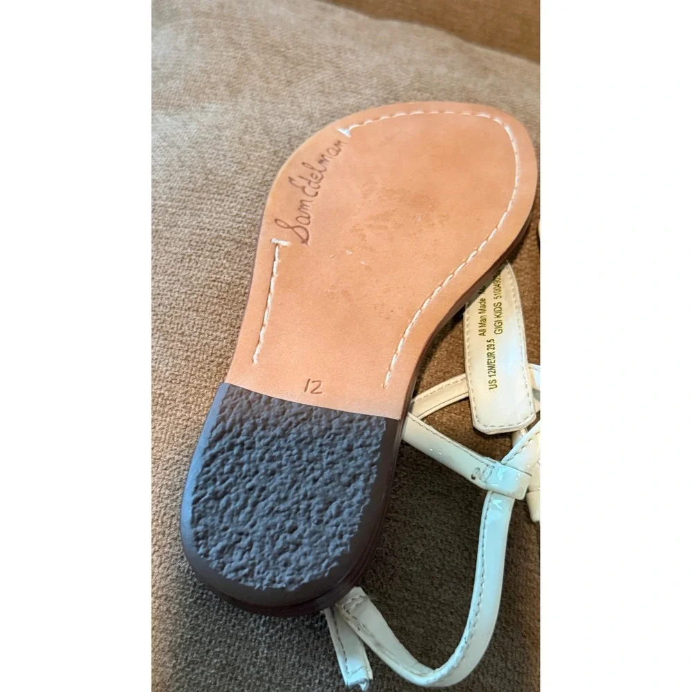 Sam Edelman Gigi Kids White Patent T-Strap Sandals‎ Girls Size 12M Resortwear